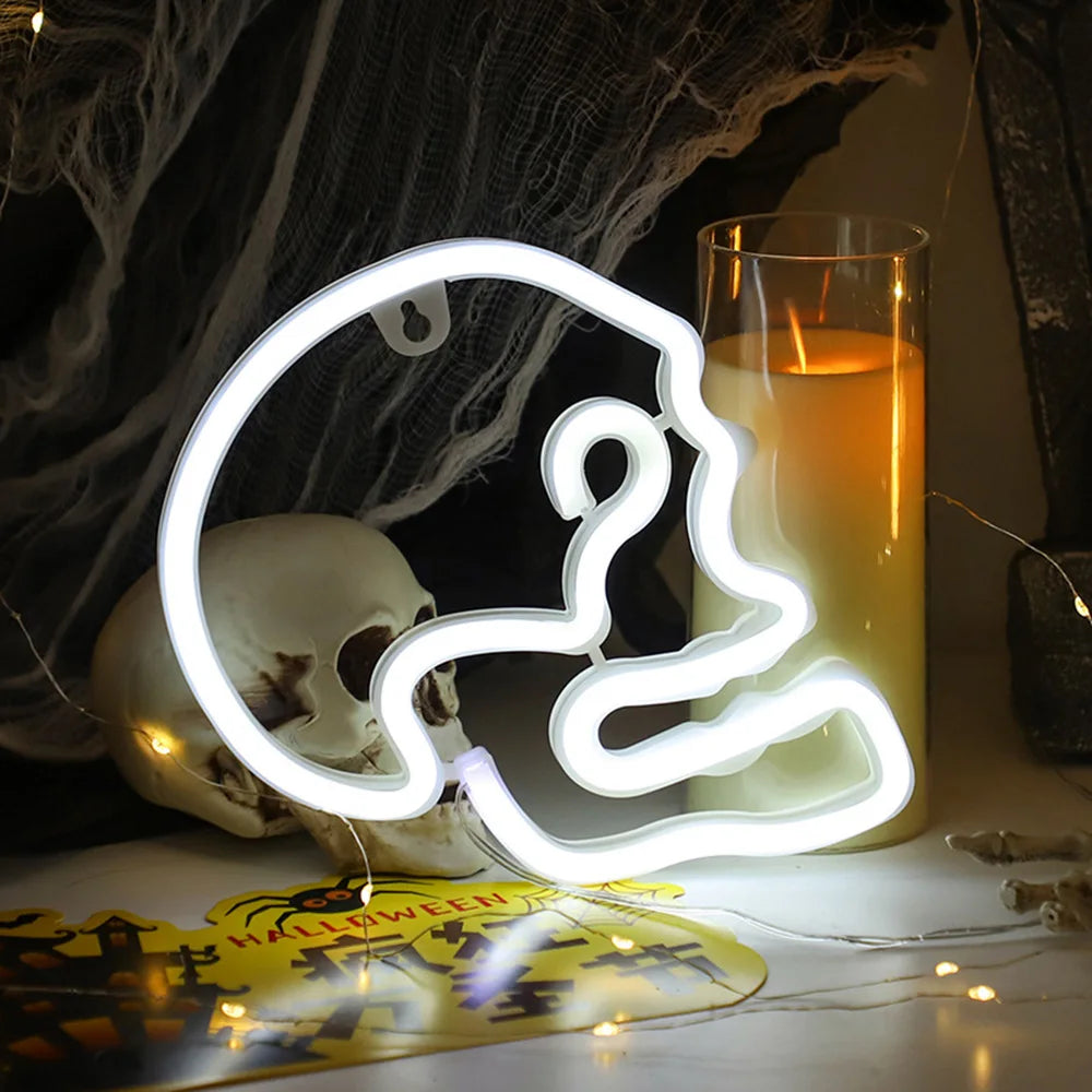 Néon LED Champignon, Papillon, Chat, Crâne